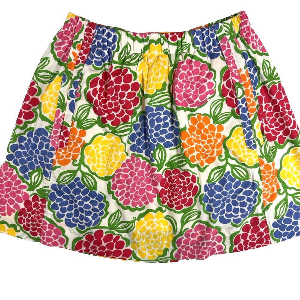 Lilly Pulitzer Cissy Skirt Multi Zinny Floral Print Cotton Women's XS Pull-On